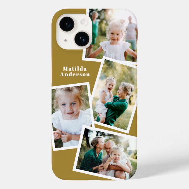 Coques Case-Mate iPhone Moderne design multi photo famille moutarde élégan (Verso)