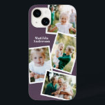 Coque Case-Mate iPhone Moderne design multi photo famille violet<br><div class="desc">Conception moderne et design multi-photo famille de téléphone électronique. Idéal anniversaire,  Noël,  jour de la mère ou conception de Fêtes des pères. La couleur violette peut être changée.</div>