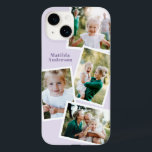 Coque Case-Mate iPhone Moderne design multi photo famille violet girly<br><div class="desc">Conception moderne et design multi-photo famille de téléphone électronique. Idéal anniversaire,  Noël,  jour de la mère ou la conception de la Fête des pères. couleur violet lilas peut être changée.</div>