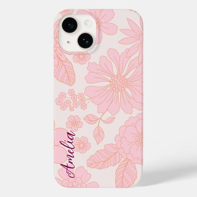 Coques Case-Mate iPhone Moderne Élégant Ligne Rétro Monogramme (Verso)