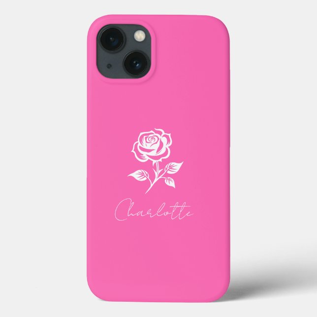 Coques Case-Mate iPhone Moderne Élégant Rose Chaud Et Rose Nom Personnalis (Verso)
