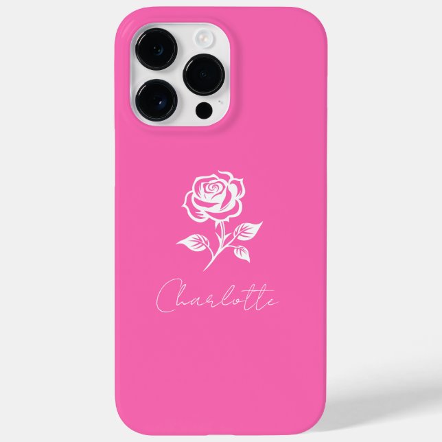 Coques Case-Mate iPhone Moderne Élégant Rose Chaud Et Rose Nom Personnalis (Verso)