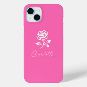 Coque Case-Mate iPhone Moderne Élégant Rose Chaud Et Rose Nom Personnalis