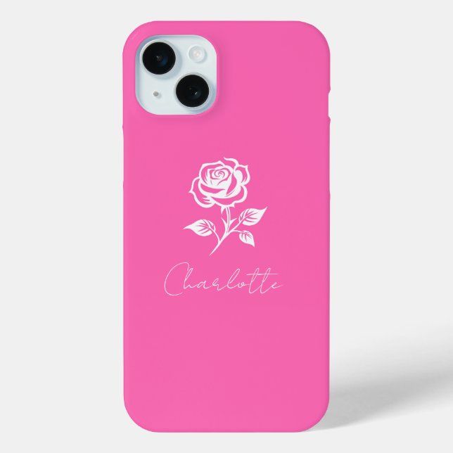 Coques Case-Mate iPhone Moderne Élégant Rose Chaud Et Rose Nom Personnalis (Verso)