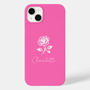 Coque Case-Mate iPhone Moderne Élégant Rose Chaud Et Rose Nom Personnalis