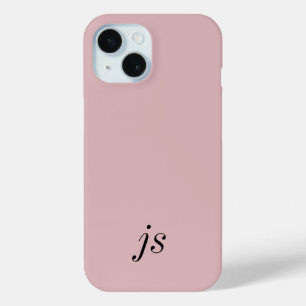 Coque Case-Mate iPhone Moderne Élégant Rose Pâle Noir Monogramme Initiale