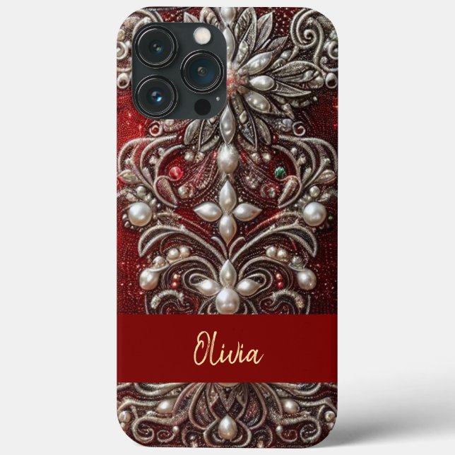 Coques Case-Mate iPhone Moderne élégantes perles rouges et vertes pour la  (Verso)