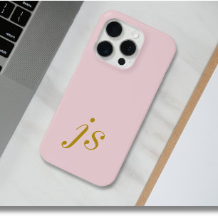 Coque Case-Mate iPhone Moderne Élégants Initiales Rose Pâle Or Monogramme
