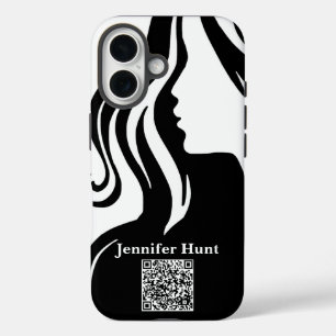 Coque Pour iPhone 16 Moderne, Employé, Code QR noir&blanc