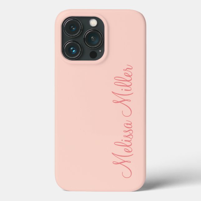 Coques Case-Mate iPhone Moderne Feminine Solide Rose Soft Script Nom perso (Verso)