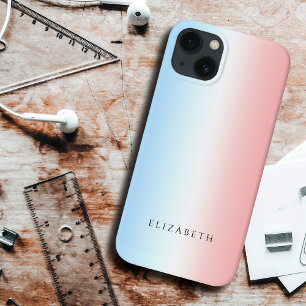 Case-Mate iPhone Case Moderne Fille Chic Bleu Rose Blanc Simple Gradient