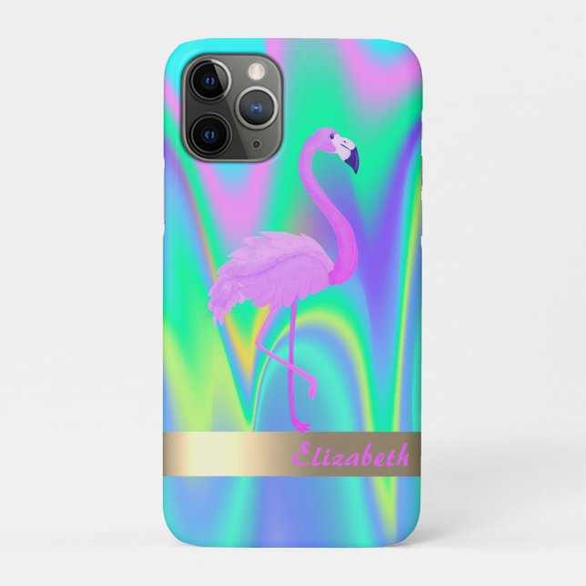 Coques Case-Mate iPhone Moderne Flamingo Holographique Cool - Personnalisé (Dos)