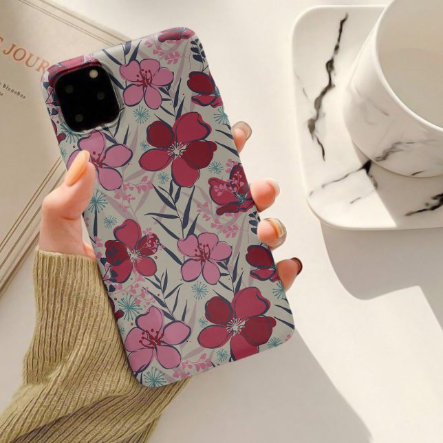 Coques Case-Mate iPhone Moderne Fleurs Roses et Rouges  (Créateur téléchargé)