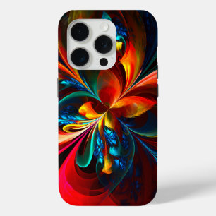 Coque Case-Mate iPhone Moderne Floral Abstrait Art Orange Bleu Motif #14