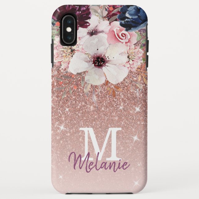 Coques Case-Mate iPhone Moderne Floral Rose Gold Parties scintillant iPhon (Dos)