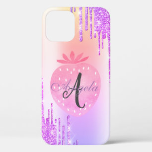 Case-Mate iPhone Case Moderne gouttes de paillettes, ombré, fraise monog