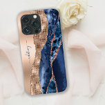 Case-Mate iPhone Case Moderne Indigo Blue Agate & Rose Gold Confetti Lea<br><div class="desc">Ajoutez une touche d'élégance moderne à votre iPhone 13 avec notre superbe "Modern Indigo Blue Agate & Rose Gold Confetti Leaf iPhone 13 Pro Coque". Cette coque élégante et élégante allie un design d'agate bleu indigo et des accents de feuilles de confetti roses, créant un look unique et attrayant. Protégez...</div>