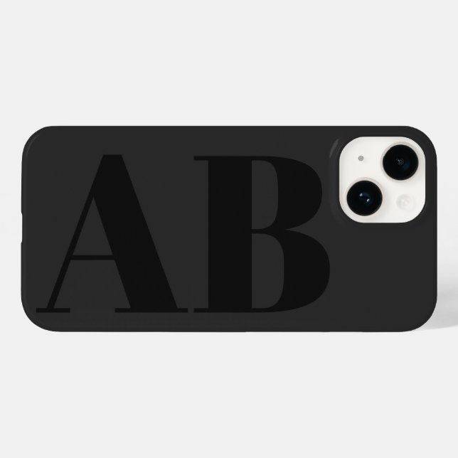 Coques Case-Mate iPhone Moderne initiale noire minimale contemporaine (Verso (horizontal))