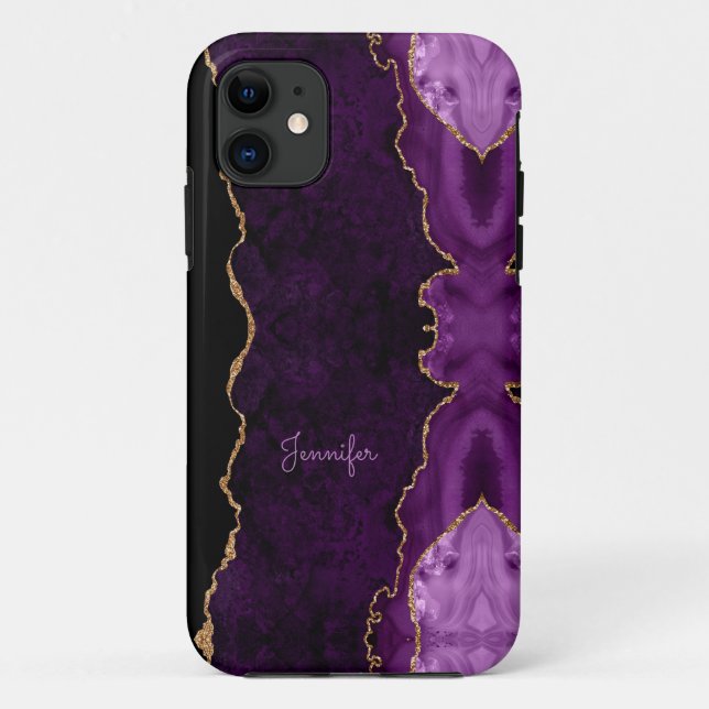 Coques Case-Mate iPhone Moderne Lilac Purple Or Agate Crystal Personnalise (Dos)