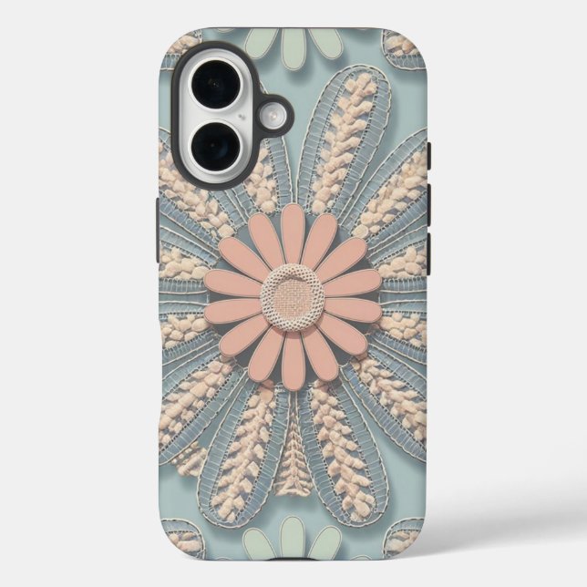 Coques Case-Mate iPhone Moderne mignon poutre bleu et rose floral Ado chic (Verso)