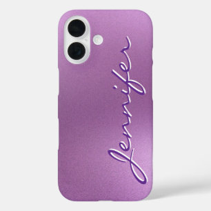 Coque Pour iPhone 16 moderne minimaliste rose violet métal personnalisé