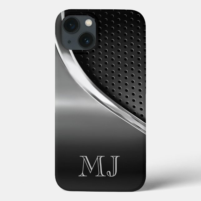 Coques Case-Mate iPhone Moderne Monogramme au Look Métallisé (Verso)