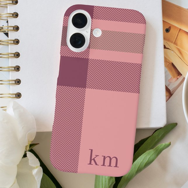 Coques Case-Mate iPhone Moderne Monogramme Chic Rose Girly (Créateur téléchargé)