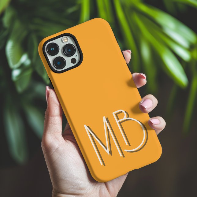 Coques Case-Mate iPhone Moderne Monogramme Initiale Orange Jaune Contempor (Créateur téléchargé)