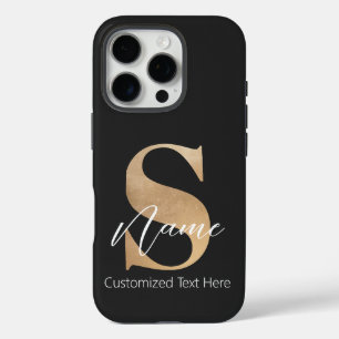 Coque iPhone 16 Pro Moderne Monogramme Initiale S & Nom Personnalisé