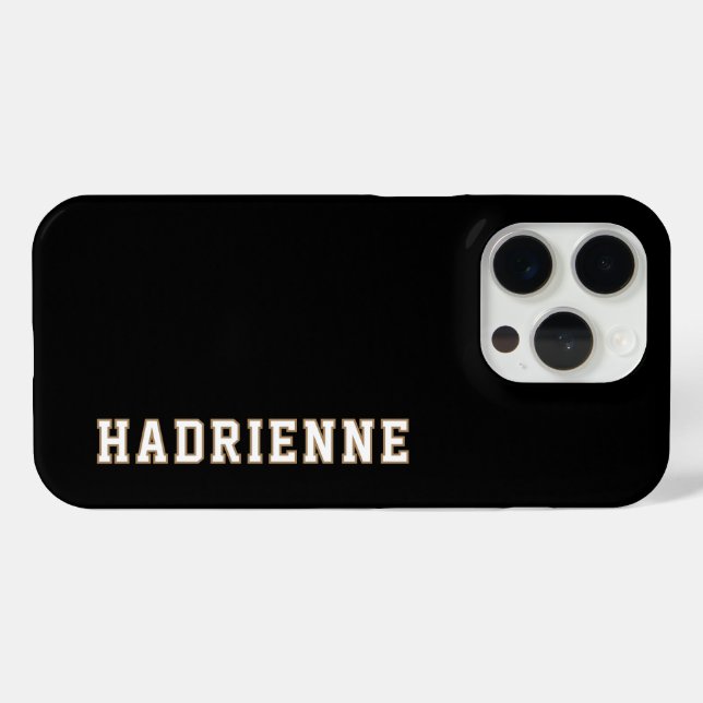 Coques Case-Mate iPhone Moderne Monogramme Noir Blanc Or Nom Contour (Verso (horizontal))