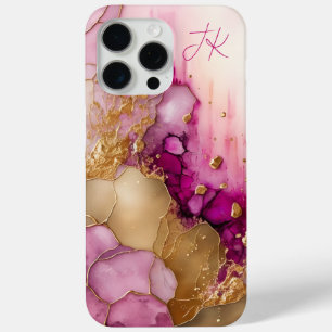 Coque Case-Mate iPhone Moderne Monogramme Personnalisé en Marbre Or Viole