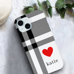 Coque Case-Mate iPhone Moderne noir & blanc élégant Monogramme