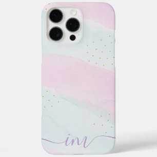 Coque iPhone 16 Pro Max Moderne Pastel Abstract Design Initiales & Nom