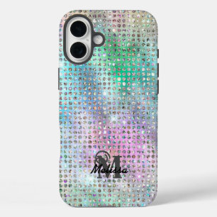 Coque Pour iPhone 16 Plus Moderne Pastel Diamond Monogramme Motif clouté