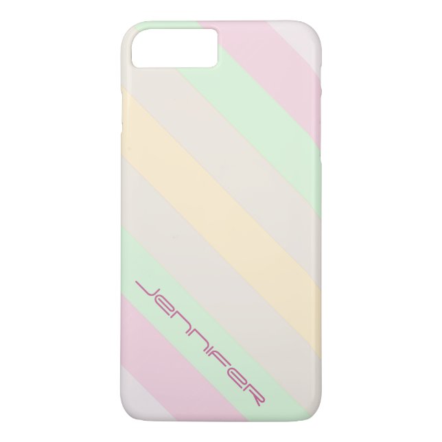 Coques Case-Mate iPhone Moderne Pastel Minimalist Stripe Nom personnalisé (Dos)