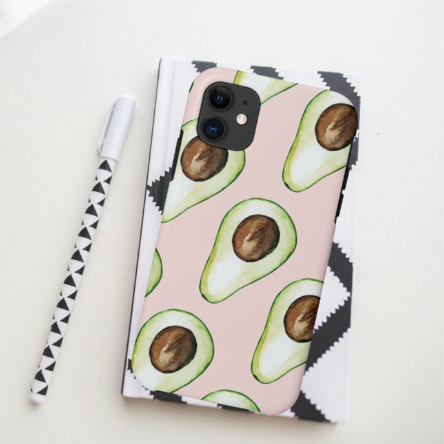 Coques Case-Mate iPhone Moderne Pastel Rose Et Vert Motif Avocado (Créateur téléchargé)