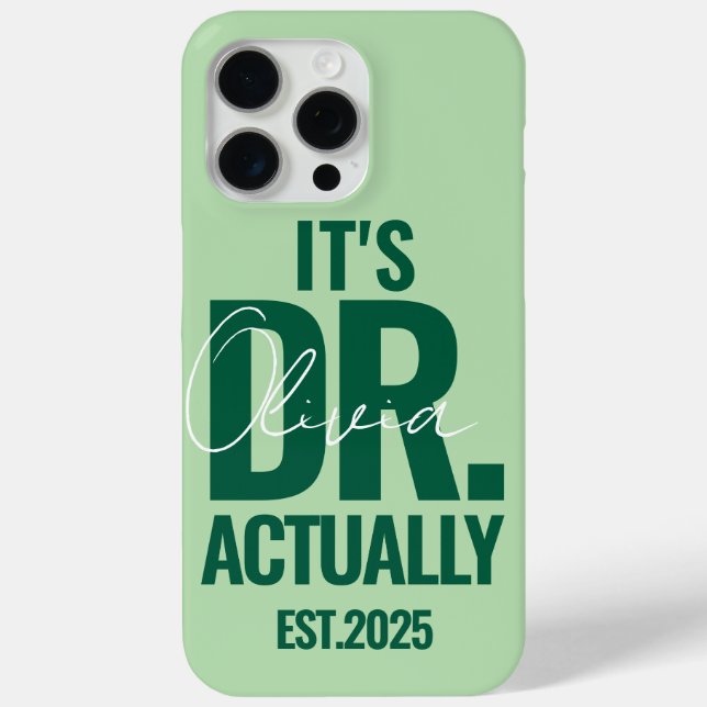 Coques Case-Mate iPhone Moderne personnalisé Dr Nom Date Vert foncé  (Verso)