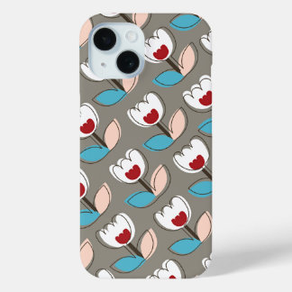 Coque Case-Mate iPhone Moderne Retro Tulipes Blanches Fleurs Motif Chic F