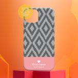 Coque Pour iPhone 16 Moderne Rustique Ikat Grey Coral Monogramme de coe<br><div class="desc">Couleurs gris et corail rose avec motif tribal tendance - Si votre art doit encore être ajusté,  cliquez sur la Personnaliser Ce bouton. Cela vous mènera à une zone de design où vous pouvez déplacer les choses et même changer de polices ou de couleur.</div>