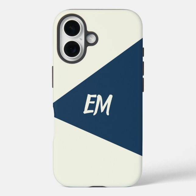 Coques Case-Mate iPhone Moderne simple géométrique bleu et crème (Verso)