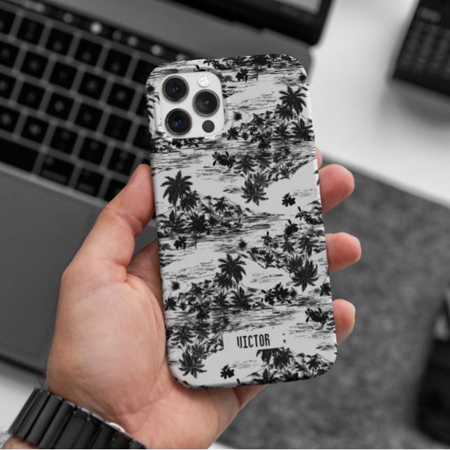 Coques Case-Mate iPhone Moderne tendance Black and White Hawaii Island (Créateur téléchargé)