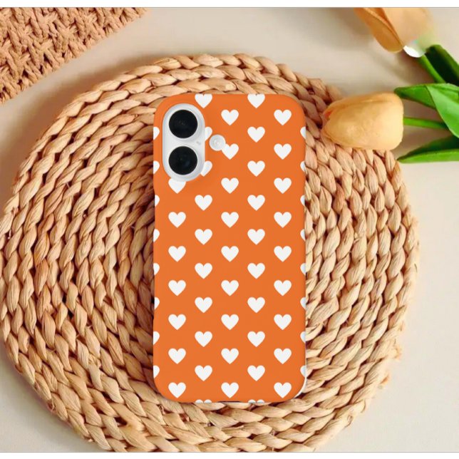 Coques Case-Mate iPhone Moderne tendance couleur orange blanc amour (Modern trendy iphone 17 pro max orange color with white love back case)