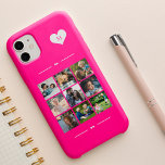 Coque Case-Mate iPhone Moderne tendance personnalisée 9 photo collage mon<br><div class="desc">Ajoutez neuf images famille,  enfants,  animaux de compagnie ou meilleures amies et créez votre propre étui photo-collage avec votre nom monogramme initial dans un coeur blanc sur un arrière - plan magenta rose chaud.                  Facile à personnaliser avec vos images et votre lettre de carré personnalisées</div>