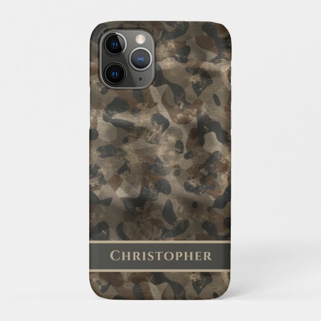 Coques Case-Mate iPhone Moderne Urbain Rétro Camo Monogramme Nom (Dos)