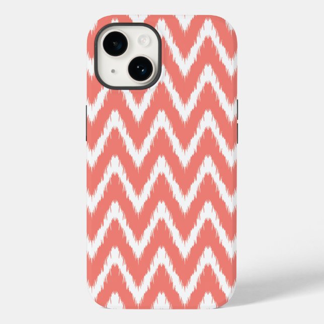 Coques Case-Mate iPhone Modes asiatiques saumons Ikat Chevrons (Verso)