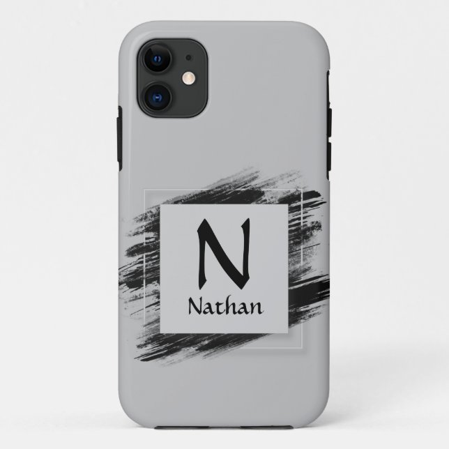 Coques Case-Mate iPhone Modifier le nom d'ajout initial Carré de pinceau n (Dos)