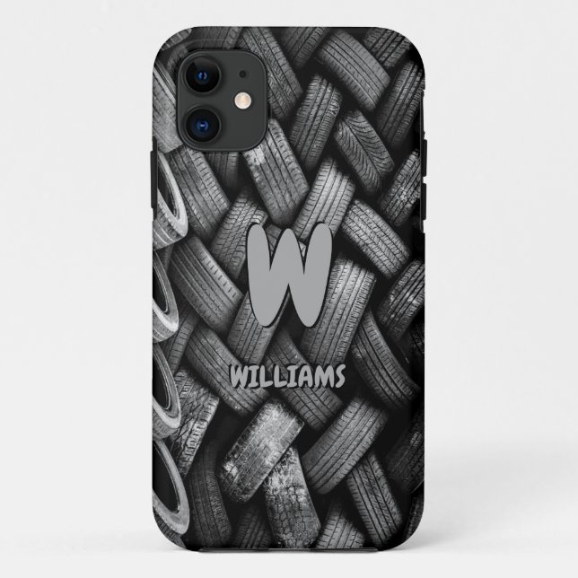 Coques Case-Mate iPhone Modifier le nom initial Ajouter le nom vieux pneus (Dos)