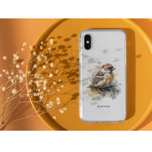 Case-Mate iPhone Case Moineau à l'aquarelle rustique, personnalisé