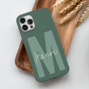 Coque Case-Mate iPhone Moins moderne typographie monogramme vert sauge