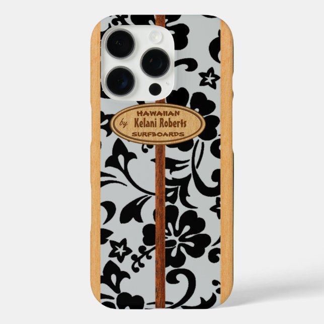 Coques Case-Mate iPhone Mokuleia Hawaiian Faux Wood Monogram Surboard (Verso)